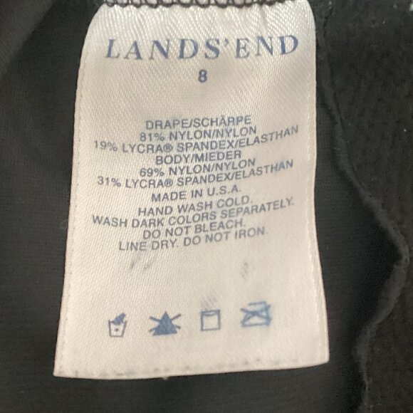 Lands' End Ruched One-Piece Swimsuit Modest High Neck Sz 8 Black 184C - Picture 6 of 6